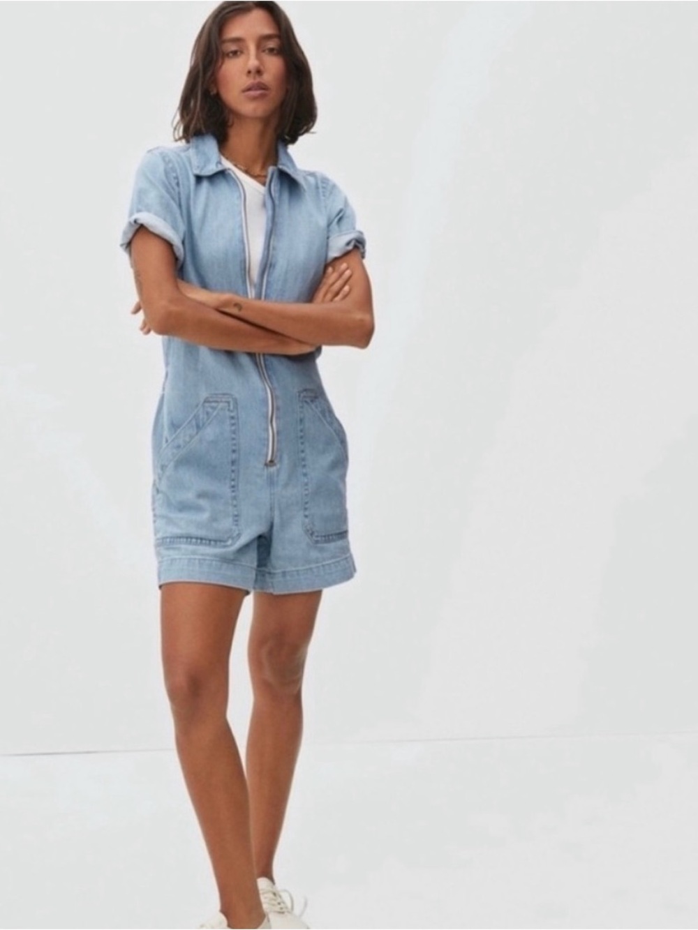 Everlane denim shorts coveralls
